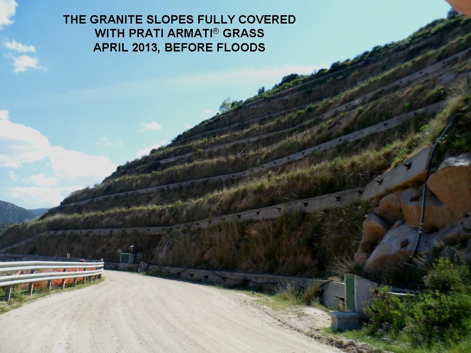 REGREENING OF SLOPES OF ORGOSOLO DAM (SARDINIA ISLAND) that withstanded the flood during november 2013. The flood was so strong that even civil works were damage REGREENING OF SLOPES OF ORGOSOLO DAM (SARDINIA ISLAND) that withstanded the flood during november 2013. The flood was so strong that even civil works were damage