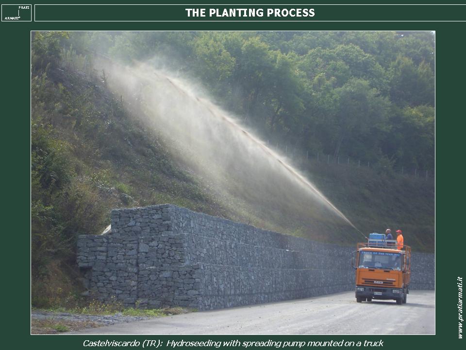Planting techniques: hydroseeding from moving vehicle 
