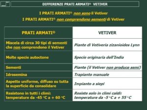 il Vetiver e i PRATI ARMATI sono tecnologie differenti