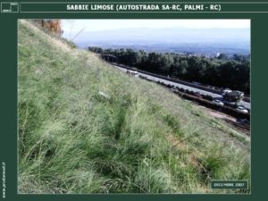 SABBIE LIMOSE. AUTOSTRADA A3 SA-RC: BLOCCO DELL’EROSIONE ED INERBIMENTO DELLE SABBIE LIMOSE