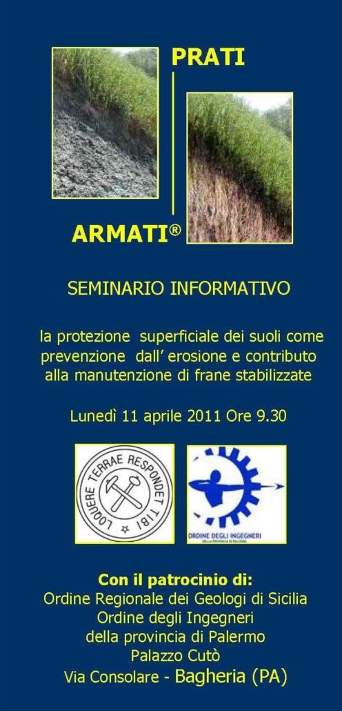 Seminario Informativo con l'Ordine dei Geologi di Sicilia e degli Ingegneri della Provincia di Palermo: Tecnica naturale per la protezione superficiale dei suoli come prevenzione dall’erosione e contributo alla manutenzione di frane stabilizzate