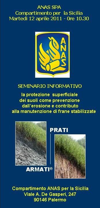 Compartimento ANAS Sicilia: seminario informativo sulla protezione superficiale dei suoli come prevenzione dall'erosione e contributo alla manutenzione di frane stabilizzate
