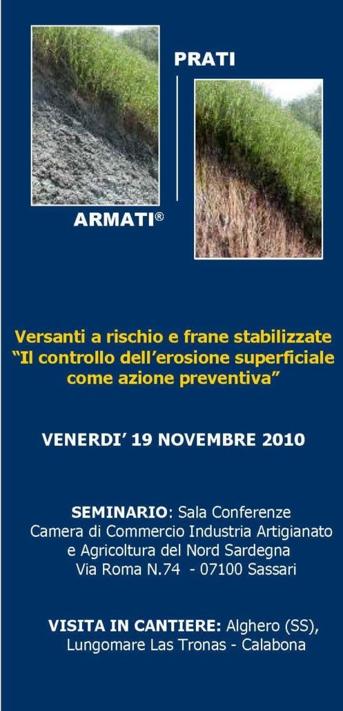 Versanti a rischio e frane stabilizzate, Il controllo dell’erosione superficiale come azione preventiva, alla Camera di Commercio di Sassari
