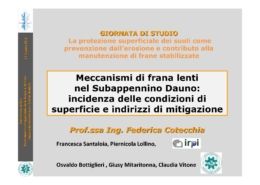 ISOLAMENTO VERSANTI: ricerche e tesi compiute al Politecnico di Bari (Prof.ssa F. Cotecchia)