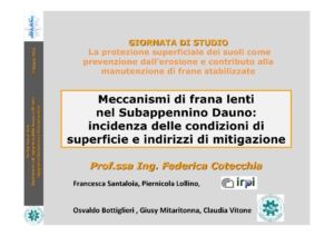 ISOLAMENTO VERSANTI: ricerche e tesi compiute al Politecnico di Bari (Prof.ssa F. Cotecchia)