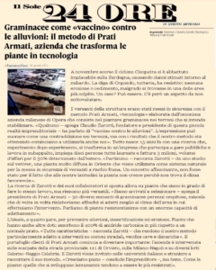 Sole 24 ore 16 gennaio 2014 - articolo dopo ciclone Cleopatra in Sardegna