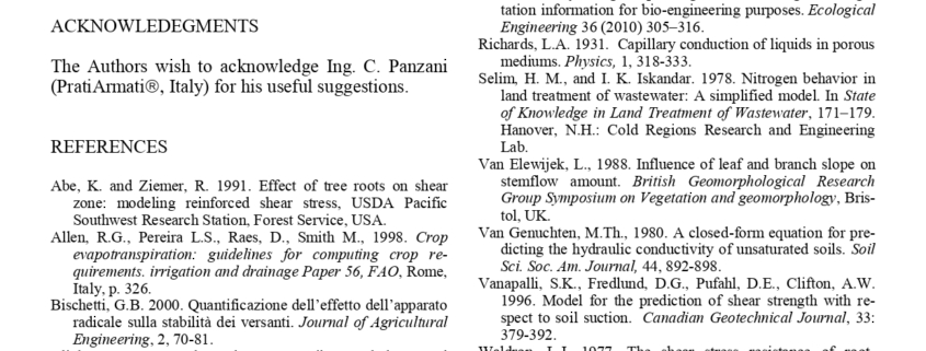 CPEG Torino 2013 - Articolo: Mechanical and hydraulic effects of deep root s planting on slope stability