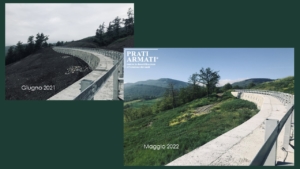 Le tradizionali opere in grigio avevano ceduto sotto gli eventi atmosferici avversi (a sx). La soluzione con i PRATI ARMATI applicati direttamente sul tal quale ha consentito di risolvere in modo definitivo e poco costoso ogni problema idraulico (foto a dx)
