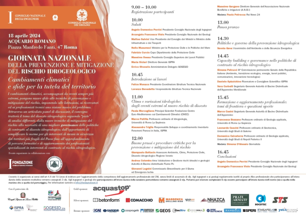 GIORNATA NAZIONALE DELLA PREVENZIONE E MITIGAZIONE DEL RISCHIO AL DISSESTO IDROGEOLOGICO