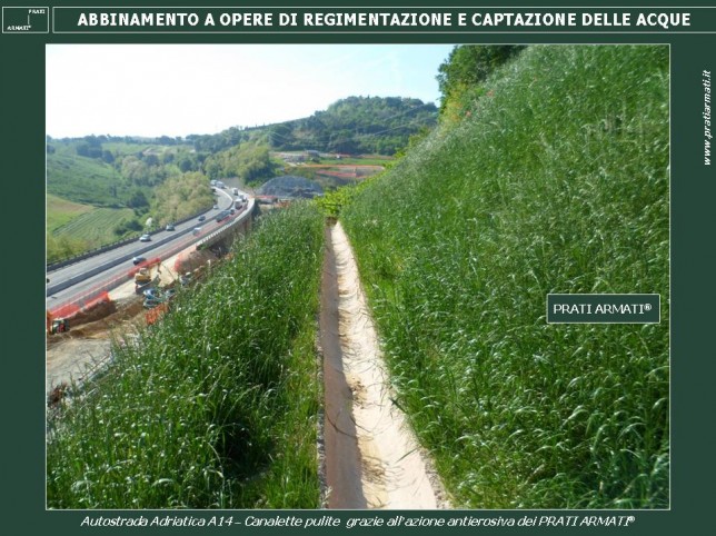 CANALETTE-DRENAGGI-FOSSI DI GUARDIA-EMBRICI-CUNETTE: I PRATI ARMATI® ne evitano l'intasamento, l'interrimento e annullano ogni manutenzione: un esempio sulla A14 di Autostrade per l'Italia CANALETTE-DRENAGGI-FOSSI DI GUARDIA-EMBRICI-CUNETTE: I PRATI ARMATI® ne evitano l'intasamento, l'interrimento e annullano ogni manutenzione: un esempio sulla A14 di Autostrade per l'Italia